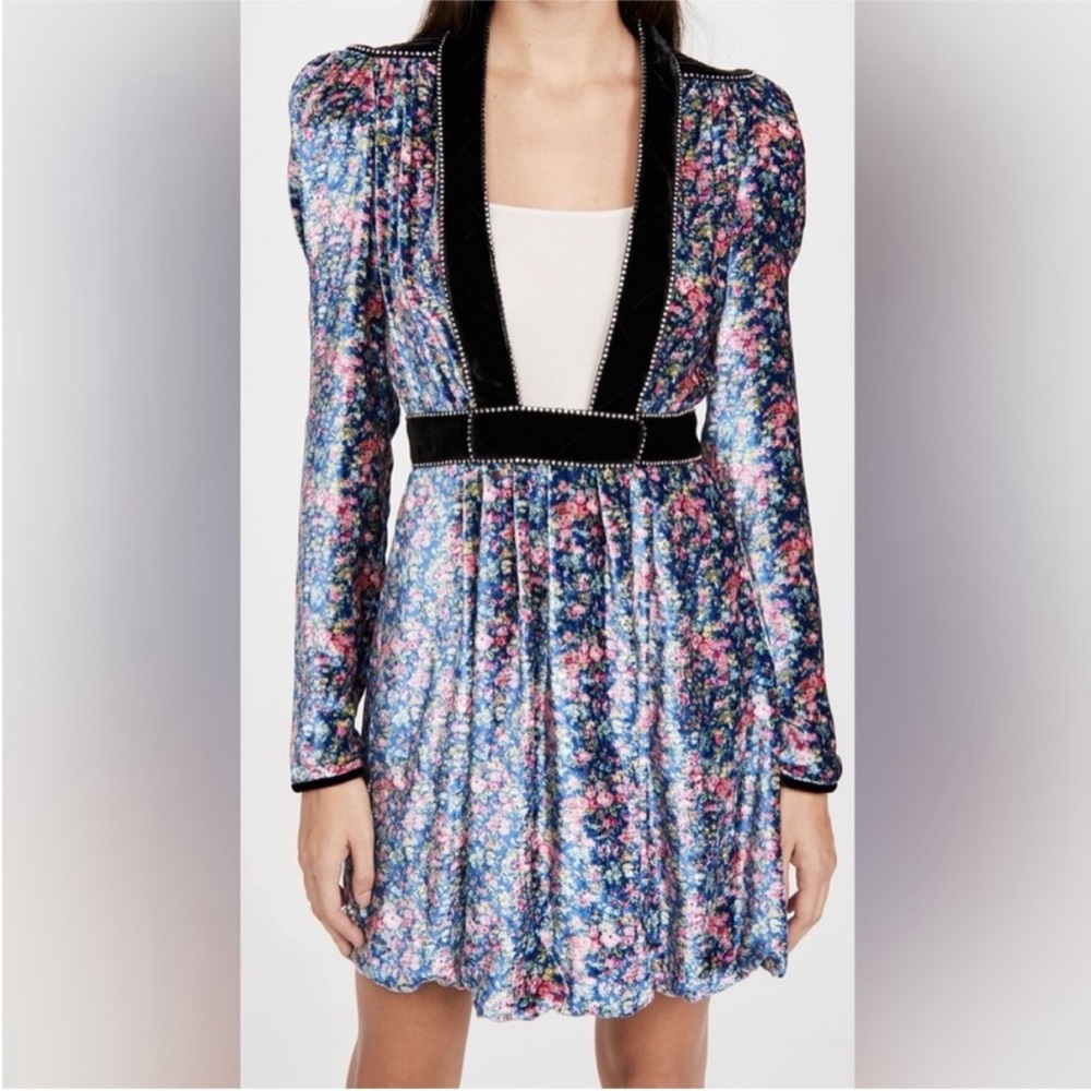 Philosophy di Lorenzo Serafini Wildflowers Velvet Floral Mini Dress. Size 0
